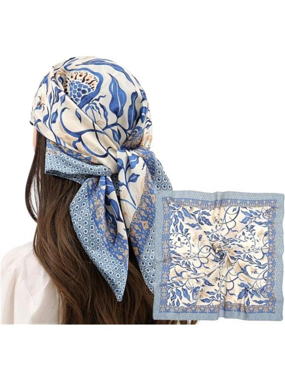 Silk Like Head Scarf for Women Satin Hair Scarf Square Neck Scarf 27.5 Inch